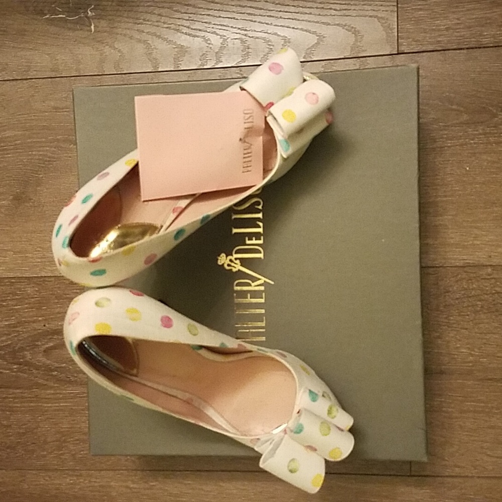 Linen Off White Peep Toe Muticolor Palter DeLISO Pump
